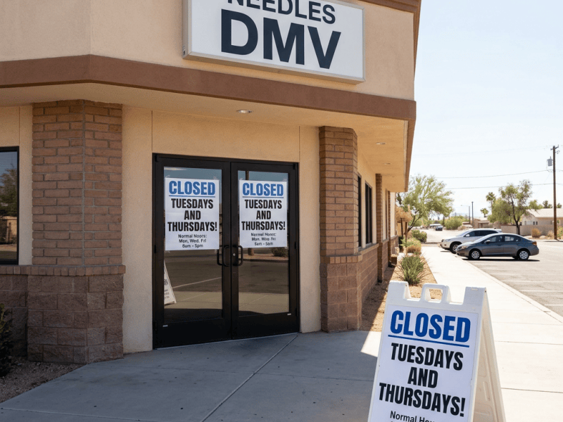DMV in Needles, CA is closed on Tuesday and Thursdays…